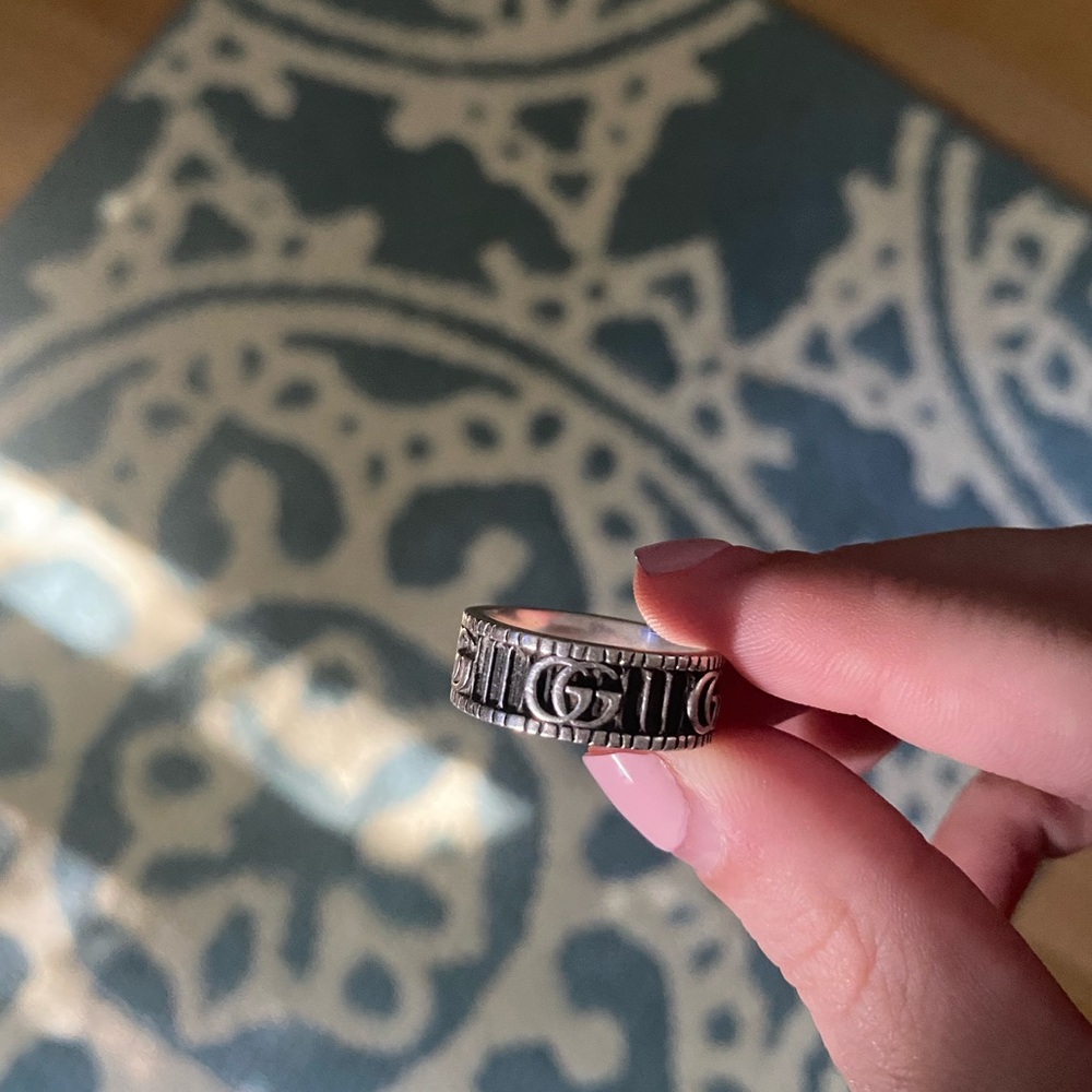 GUCCI RING WITH DOUBLE G IN SILVER size 6 1/2